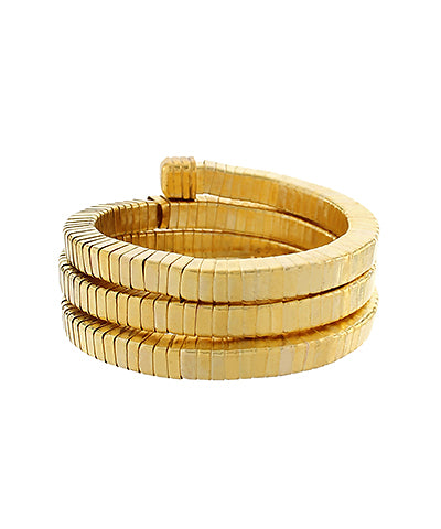 Rosina 3 Row Bangle Omega Wrap Bracelet — Gold