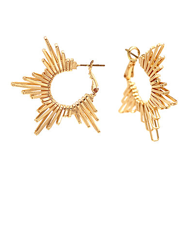 Siobhan Sunburst Brass Hoops — Gold