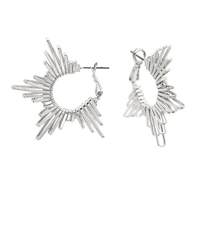 Siobhan Sunburst Brass Hoops — Rhodium