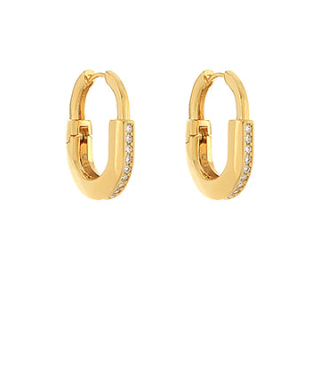Soraya Pavé Oval Earrings — Gold