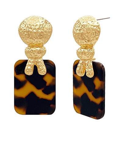 Sybil Rope Knot and Acetate Plate Earrings — Tortoise/Gold