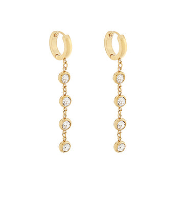 Tilda Linear Crystal Station Earrings — Gold/Clear