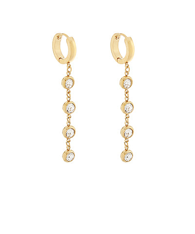 Tilda Linear Crystal Station Earrings — Gold/Clear