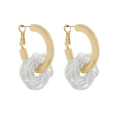 Valda Mixed Metal Linked Ring Hoops — Two Tone
