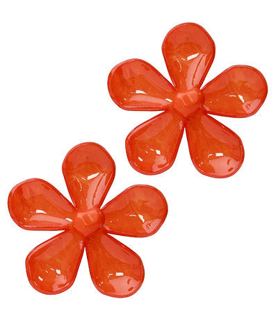 Verena Large Acrylic Flower Earrings — Orange