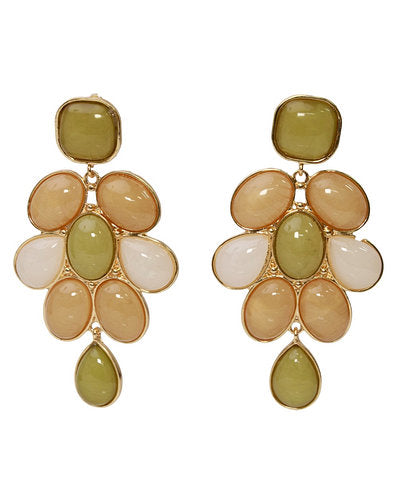 Viola Multi Color Stone Earrings — Olive Multi
