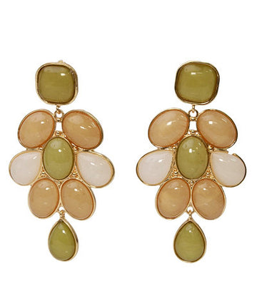 Viola Multi Color Stone Earrings — Olive Multi