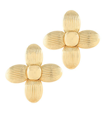 Violetta Textured Flower Earrings — Gold
