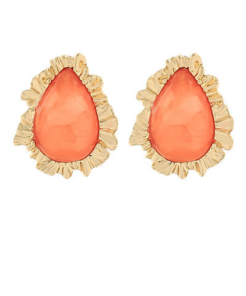 Xanthe Decorated Teardrop Stone Earrings — Orange