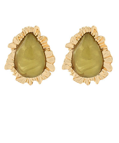 Xanthe Decorated Teardrop Stone Earrings — Green