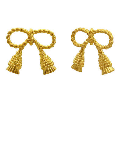 Yvette Bow with Tassel Earrings — Vintage Gold