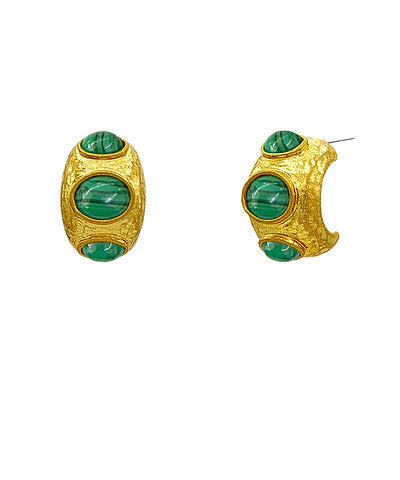 Zaira Pavé Stone Hoops — Green