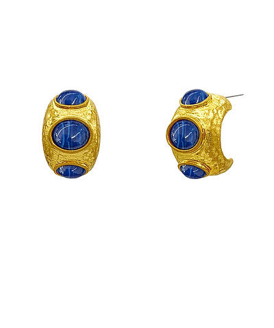 Zaira Pavé Stone Hoops — Royal Blue