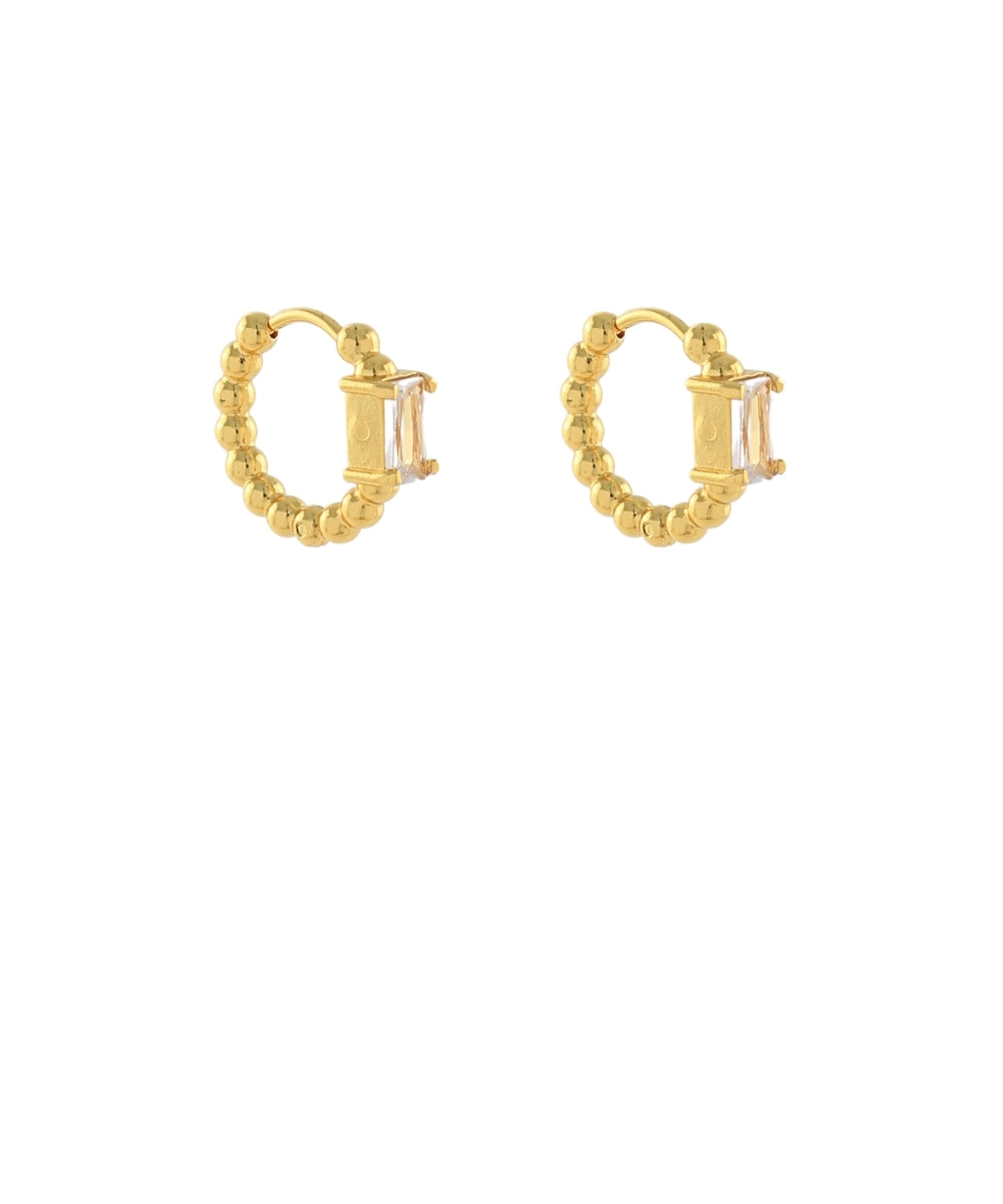 Alba Accented Oval Stone Hoops — Gold