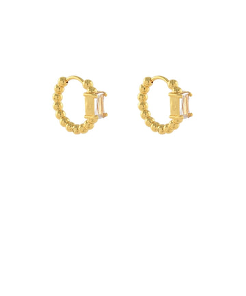 Alba Accented Oval Stone Hoops — Gold