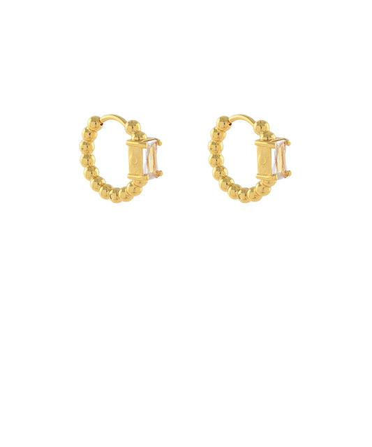 Alba Accented Oval Stone Hoops — Gold