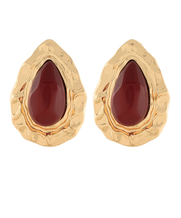 Anthea Teardrop Stone Earrings — Burgundy