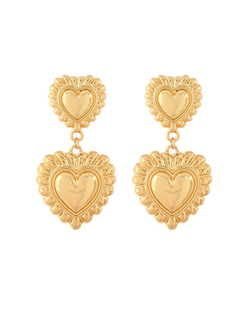Double Heart Textured Earrings