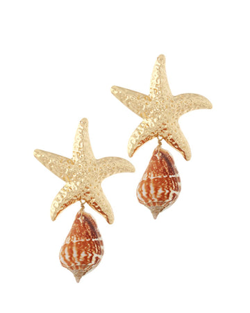 Starfish Shell Drop Earrings