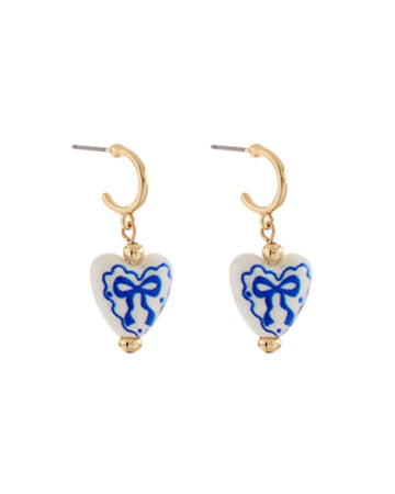 Amour Bow Charm Hoops