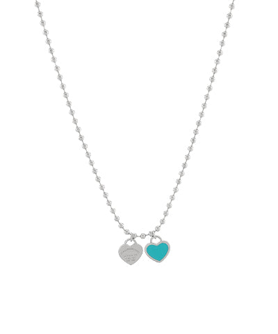 Vasilisa Heart Charm Necklace — Turquoise/Rhodium