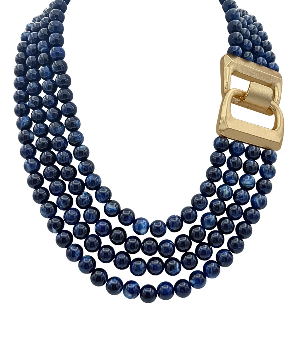 Anais Four Strand Necklace — Navy