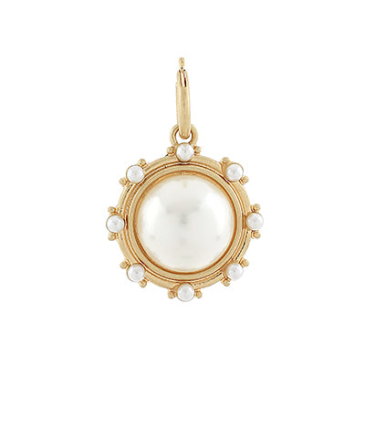 Zephyrine Dome Pearl Charm — Cream/Gold