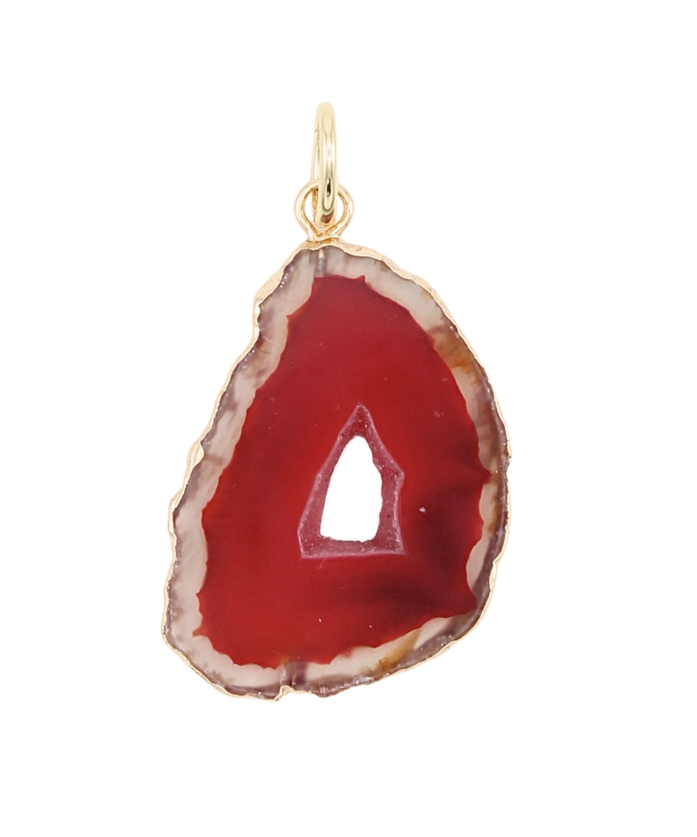 Fiorella Agate Slice Charm — Brown/Gold