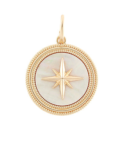 Ameline Star Medallion Charm — Gold/White