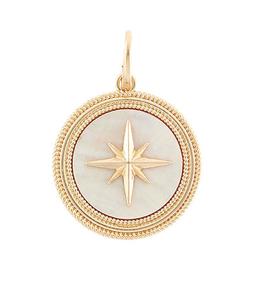 Ameline Star Medallion Charm — Gold/White