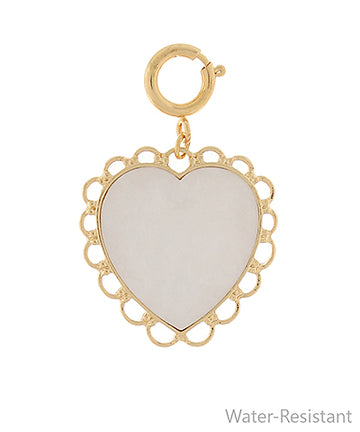 Amalthea Pearlescent Heart Charm — White/Gold