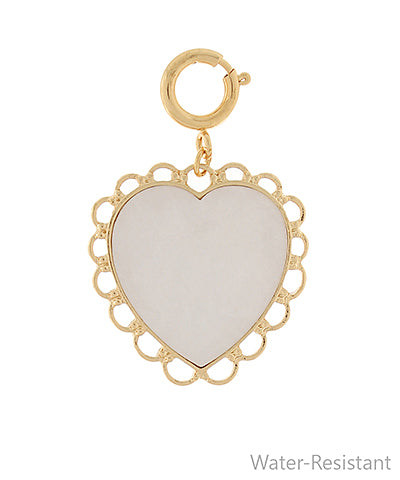 Amalthea Pearlescent Heart Charm — White/Gold