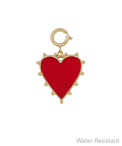 Adelais Studded Epoxy Heart Charm — Red/Gold