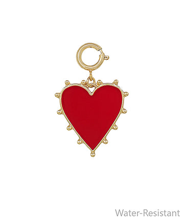 Adelais Studded Epoxy Heart Charm — Red/Gold
