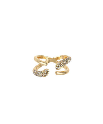 Briony Pavé Crisscross Open Ring — Clear/Gold