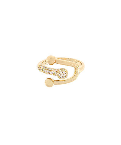 Vittoria Pavé U Shape Open Ring — Gold/Clear