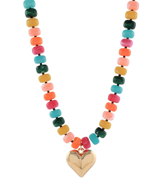 Mosaic Heart Bead Necklace in Multicolor