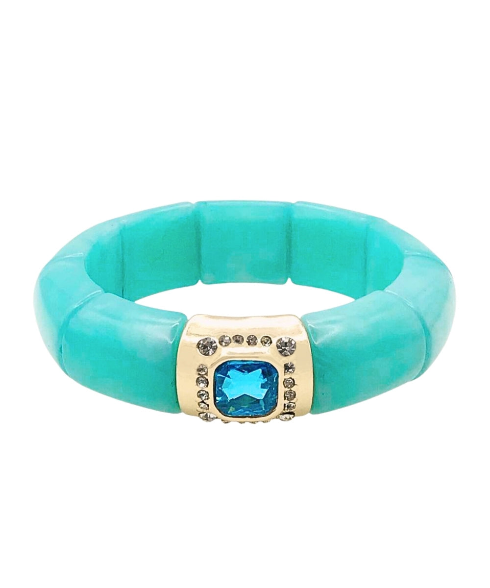 Turquoise Square Accent Stretch Bracelet in Turquoise