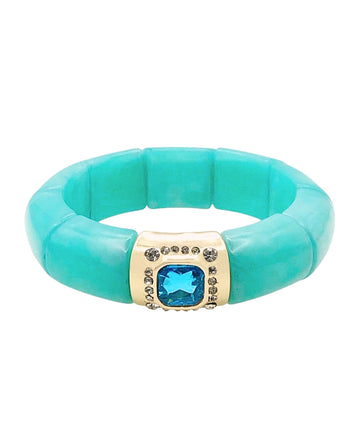 Turquoise Square Accent Stretch Bracelet in Turquoise