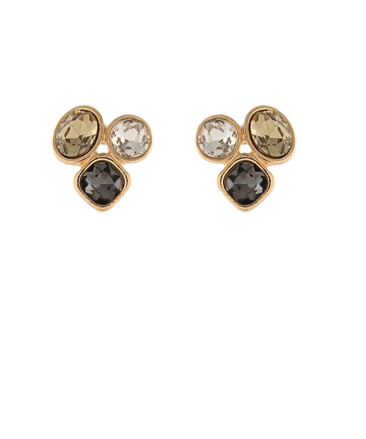 Smoky Crystal Cluster Stud Earrings in Smoky Multi