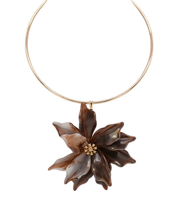 Inez Flower Choker in Brown