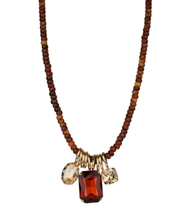Sora Jewel Bead Necklace in Brown
