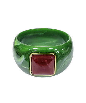 Isolde Statement Bangle in Olive/Burgundy