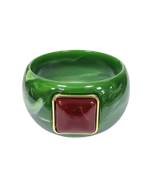 Isolde Statement Bangle in Olive/Burgundy