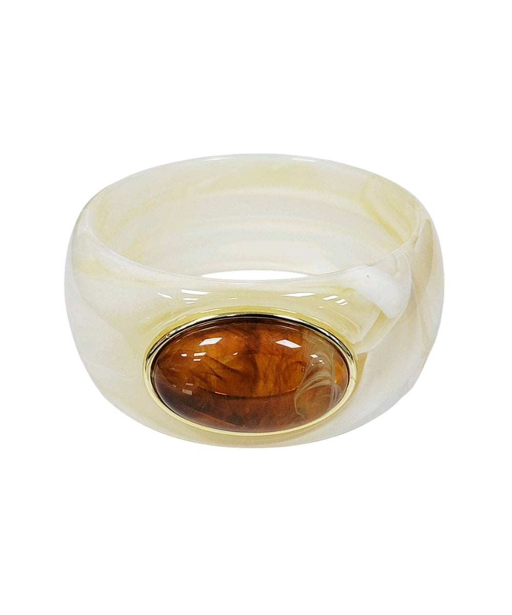 Saskia Oval Accent Bangle in Beige/Brown