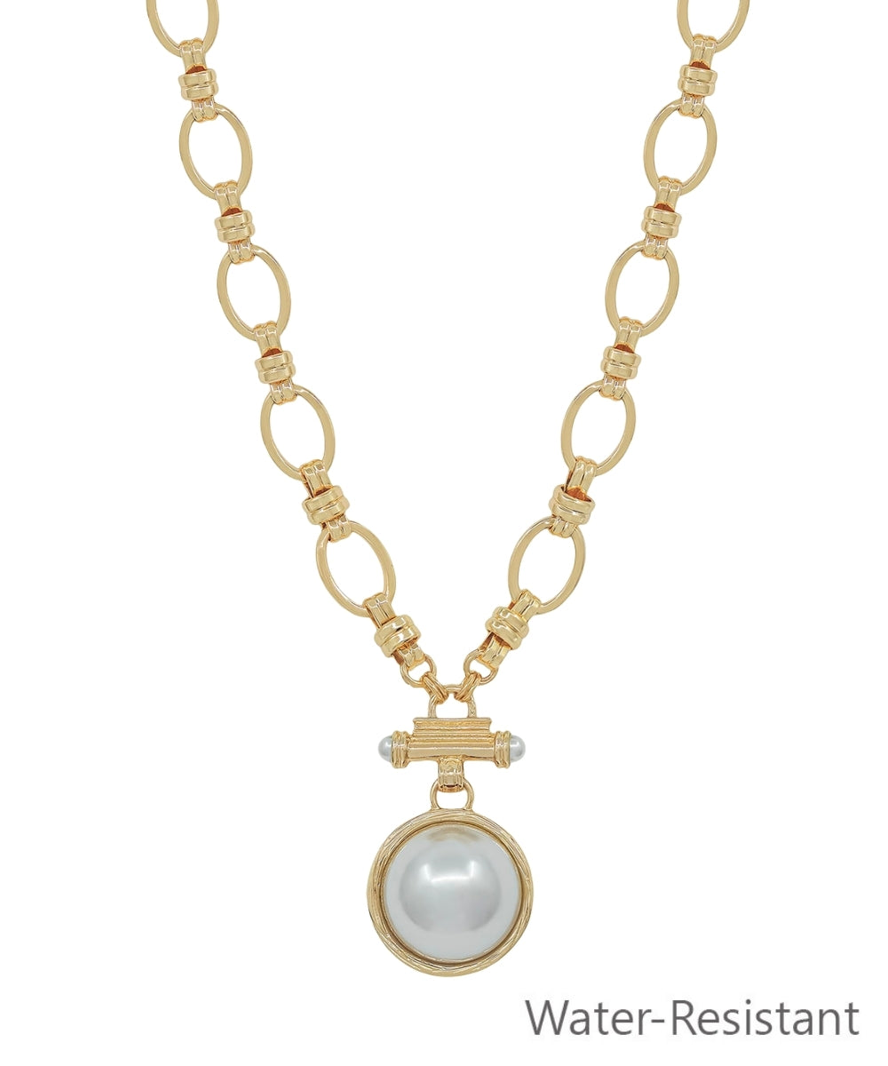 Rafa Pearl Chain Necklace in Gold/Cream