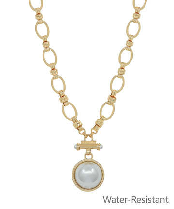 Rafa Pearl Chain Necklace in Gold/Cream