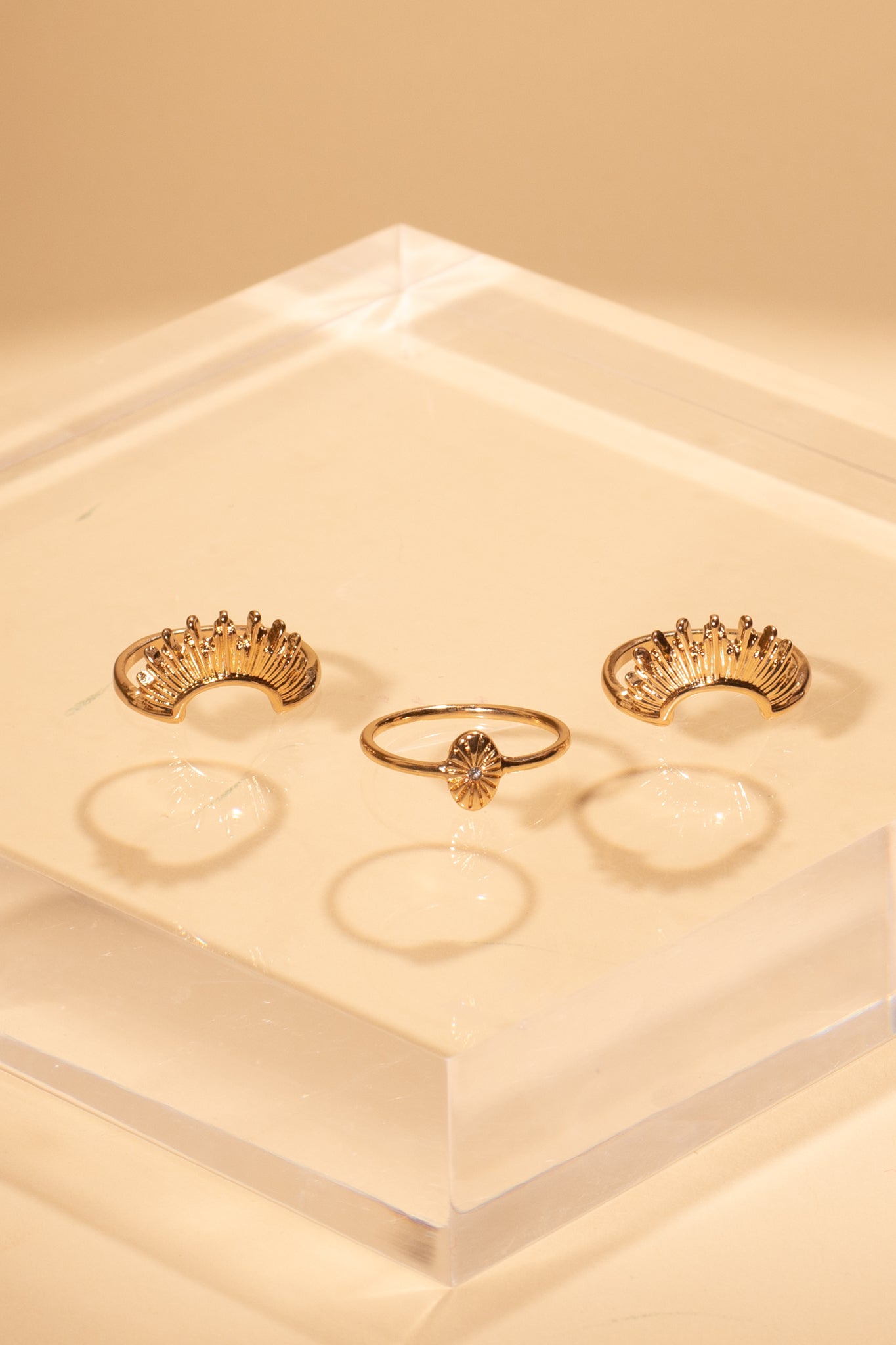 Gold Sunburst Ring Set